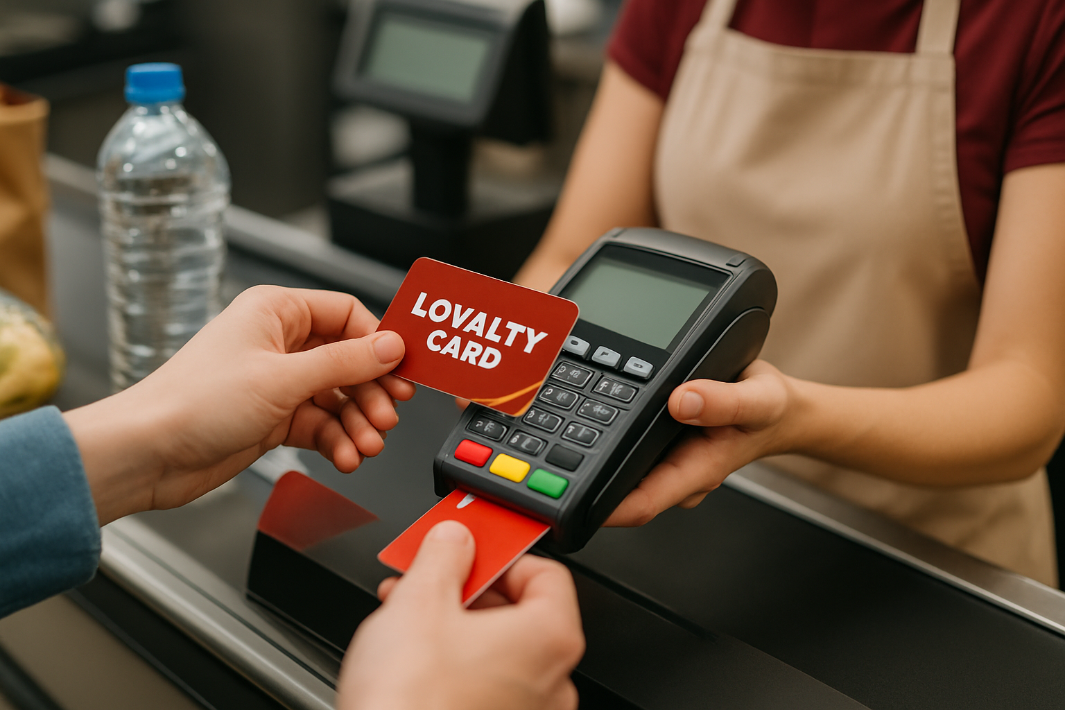 Someone at checkout using their loyalty card
